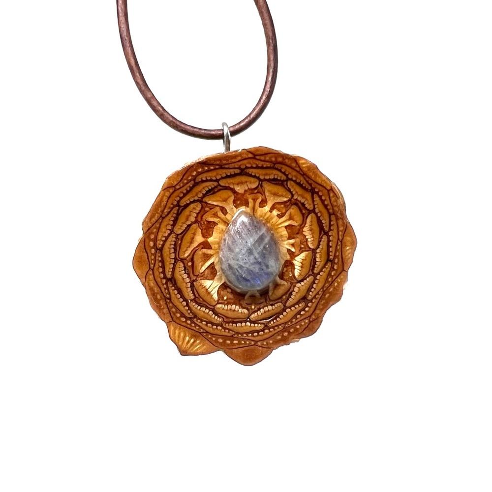 Pinecone Pendant Necklace with Moonstone Gemstone